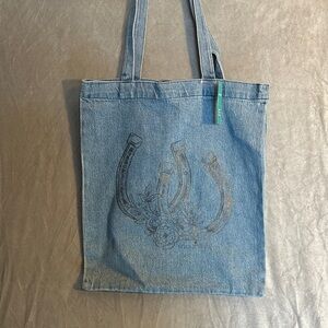 Maurices Blue Denim Tote with Horseshoe Design